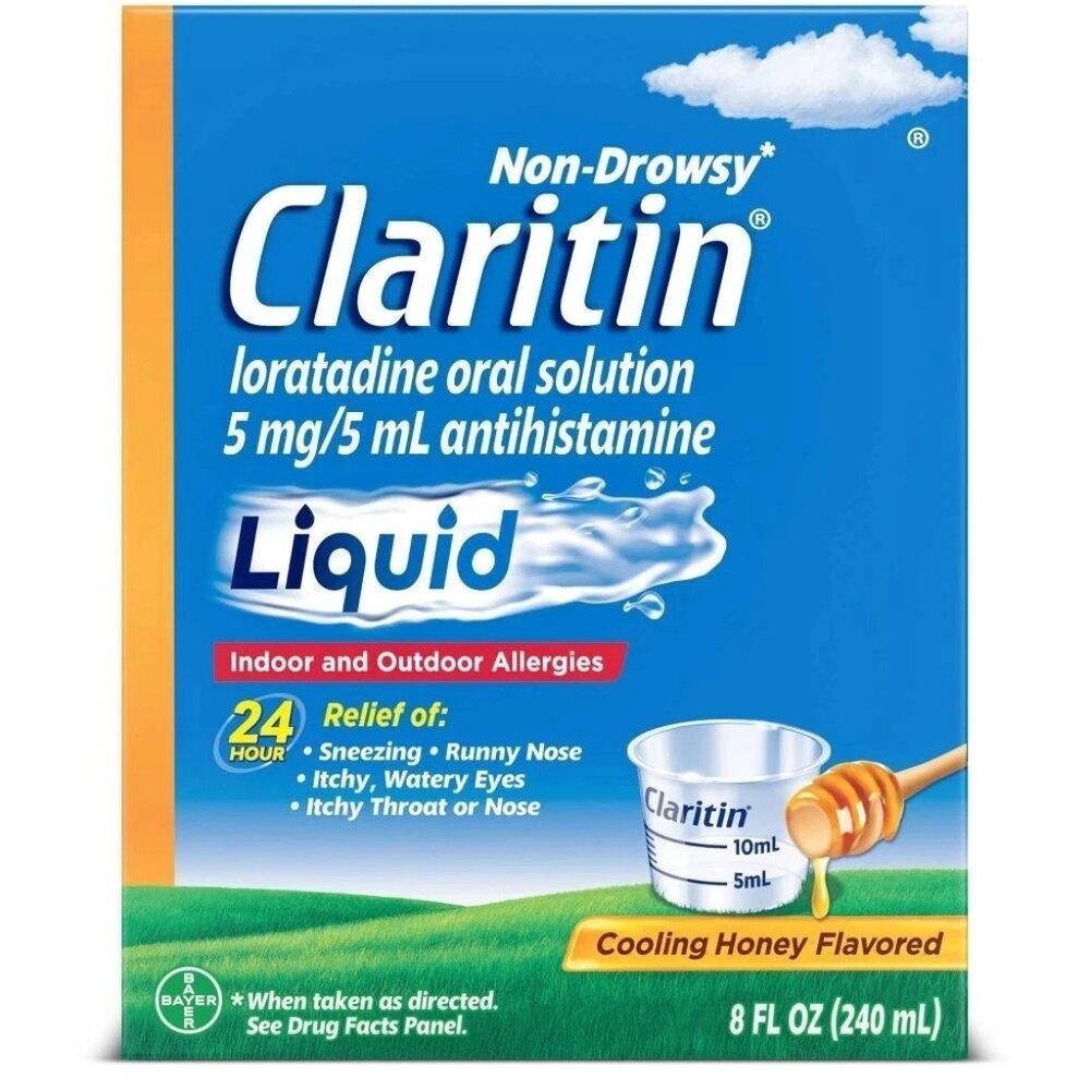 Claritin Liquid Non-Drowsy Allergy Relief Cooling Honey Flavored 8 fl oz sealed